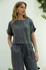Beli Lastikli Parlak İkili Pantolon Takım