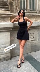 Boyundan Bağlamalı Mini Elbise